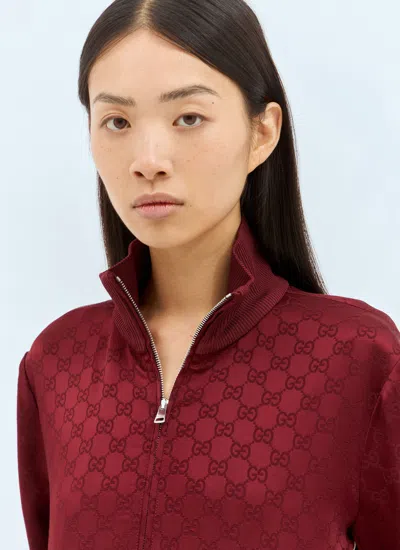 Gucci Women Gg Jacquard Zip-up Jacket In Red