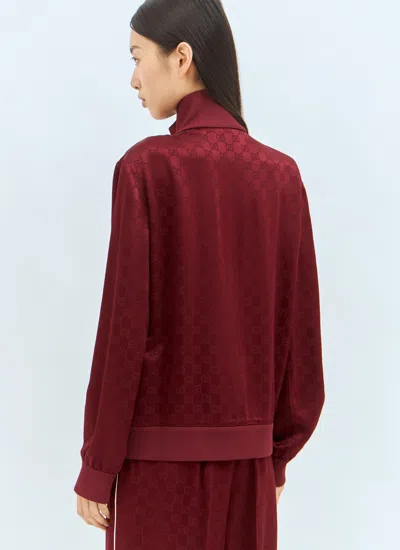 Gucci Women Gg Jacquard Zip-up Jacket In Red