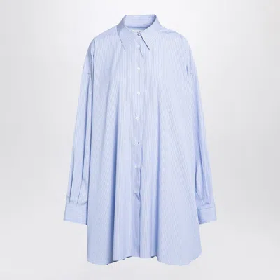 Maison Margiela Blue Striped Shirt In Cotton Poplin In Blue