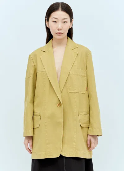 Max Mara Oversized Canvas Blazer In Yellow
