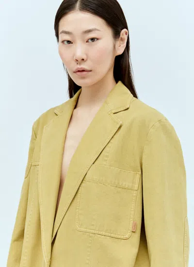 Max Mara Oversized Canvas Blazer In Yellow