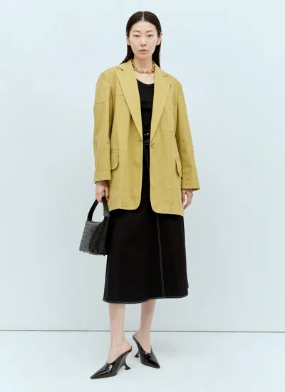 Max Mara Oversized Canvas Blazer In Yellow