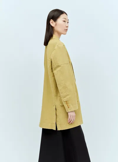 Max Mara Oversized Canvas Blazer In Yellow