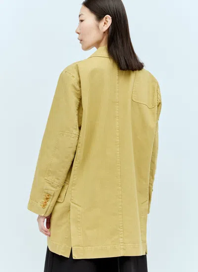Max Mara Oversized Canvas Blazer In Yellow
