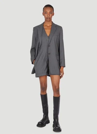 Max Mara Pinstriped Wool Blazer In Gray