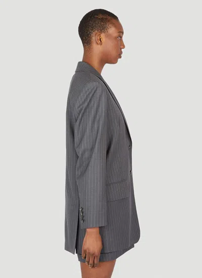 Max Mara Pinstriped Wool Blazer In Gray