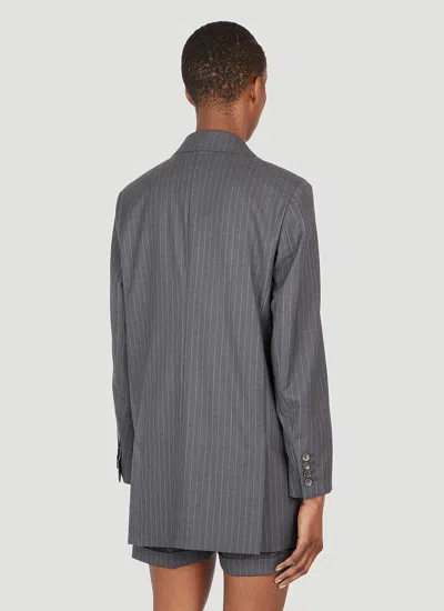 Max Mara Pinstriped Wool Blazer In Gray
