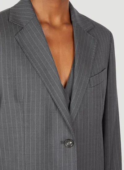 Max Mara Pinstriped Wool Blazer In Gray