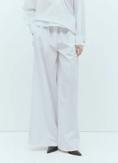 Max Mara Wide Poplin Pants In White