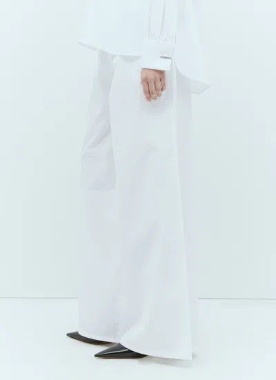 Max Mara Wide Poplin Pants In White