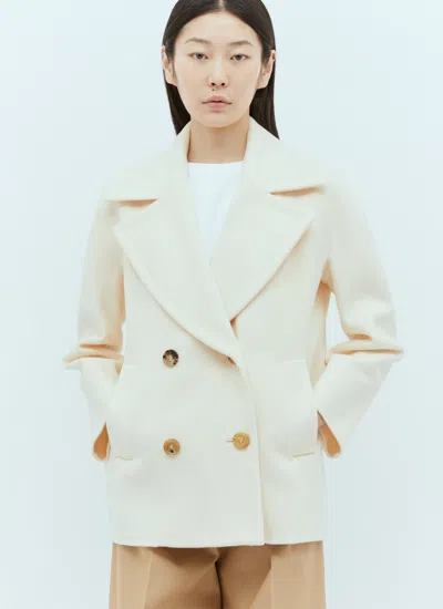 Max Mara Wool And Cashmere Pea Coat In Multicolor