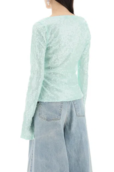 Rotate Birger Christensen Sequin-covered Crop Top In Multicolor