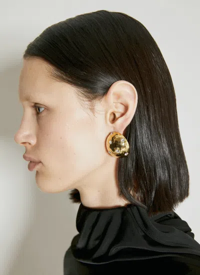 Saint Laurent Rhinestone Dome Metal Earrings In Gold