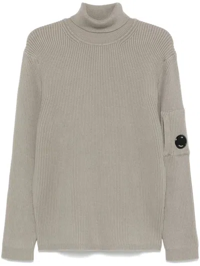 Shop C.p. Company Ribbed Cotton Sweater In Beige