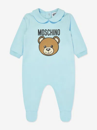 Moschino Baby Boys Bear Logo Babygrow Gift Set In Blue