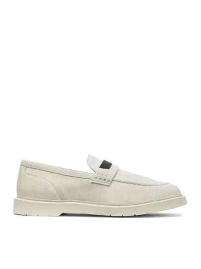 Brunello Cucinelli Beaded Strap Loafers Block Sole In White