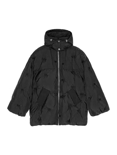 Shop Ganni Nylon Tech Puffer Midi Jacket In Black