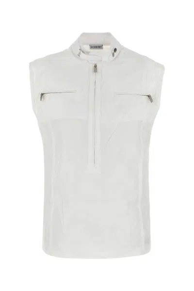 Burberry High Neck Cotton Vest In White