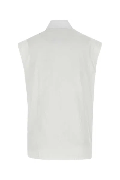 Burberry High Neck Cotton Vest In White