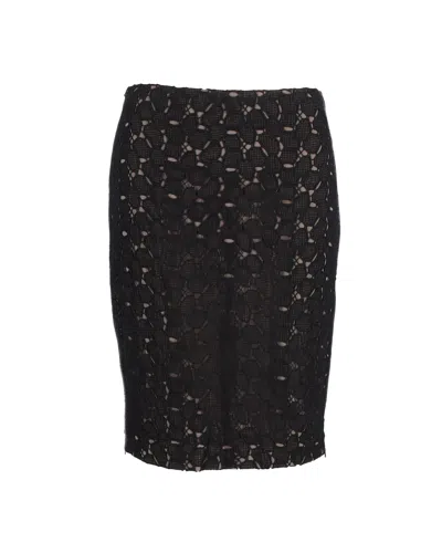 Diane Von Furstenberg Clover Lace Pencil Skirt In Black Polyester In Black