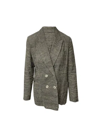 Isabel Marant Kelis Double-breasted Donegal Jacket In Grey Silk In Grey