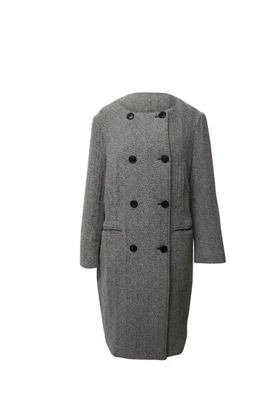 Isabel Marant Etoile Herringbone Coat In Grey Wool In Grey
