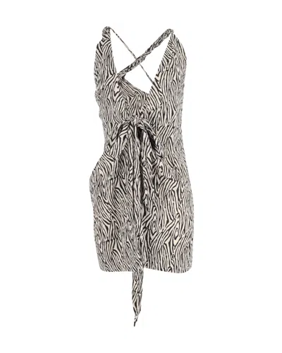 Nanushka Crinkled Crepe Mini Wrap Dress In Animal Print Viscose In Multi