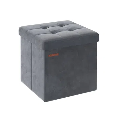 BREEBE 15" X 15" X 15" FOLDABLE STORAGE OTTOMAN BENCH SLATE GRAY 