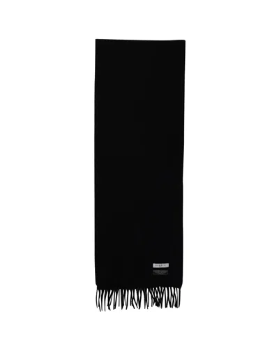 Sandro Fringed Scarf In Black Wool In Black