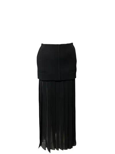 Vera Wang Pleated Maxi Skirt In Black Acetate In Black