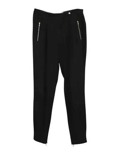 Sandro Straight Trousers With Zip Pocket In Black Viscose In Black