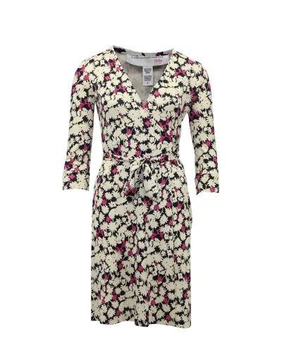 Diane Von Furstenberg Vintage Wrap Dress In Floral Print Silk In Multi