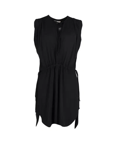 Isabel Marant Drawstring Waist Sleeveless Mini Dress In Black Cotton In Black
