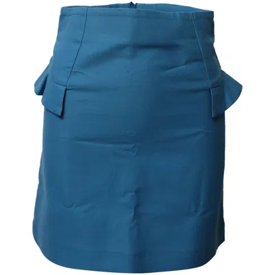 Sandro Sando Paris High Waisted A-line Mini Skirt In Blue Cotton In Blue