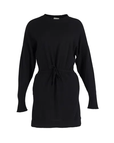 Le Kasha Ribbed Drawstring Waist Tunic In Black Cashmere In Black