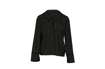 Michael Kors Studded Medallion Crushed Crepe Pajama Shirt In Black Polyester In Black