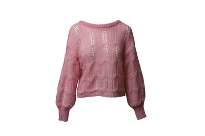 Love Shack Fancy Vyoma Cable Knit Top In Pink Alpaca Wool In Pink