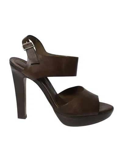 Marni High Heel Sandals In Brown Leather In Brown