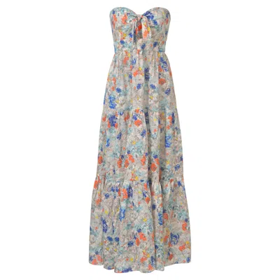 Zimmermann Strapless Cutout Knotted Floral-print Maxi Dress In Multicolor Linen In Multi