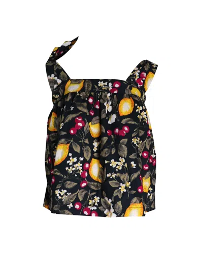 Ba&sh Eiffel Printed Tie-shoulder Top In Multicolor Cotton In Multi