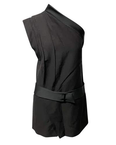 Isabel Marant Ormand One Shoulder Dress In Black Wool In Black