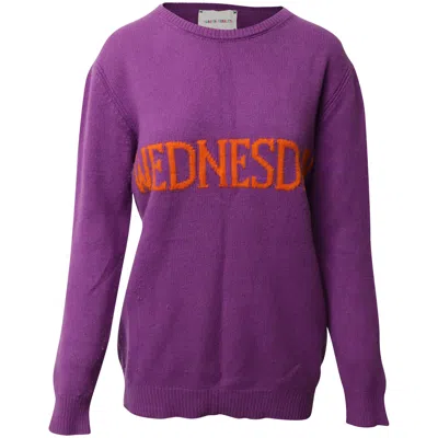 Alberta Ferretti Wednesday Patch Sweater In Violet Wool In Purple