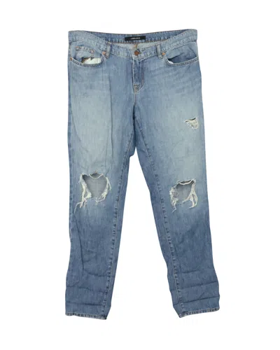 J Brand Distressed Boyfriend Jeans In Blue Cotton Denim In Blue