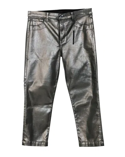 J Brand Ruby High Rise Crop Cigarette Jeans In Galactic Silver Lyocell In Silver
