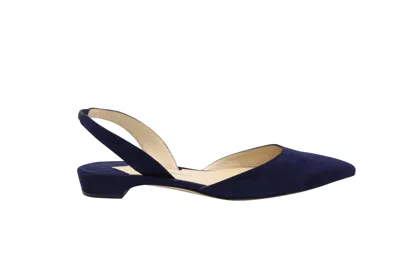 Paul Andrew Rhea 15 Slingback Sandals In Navy Blue Suede In Blue