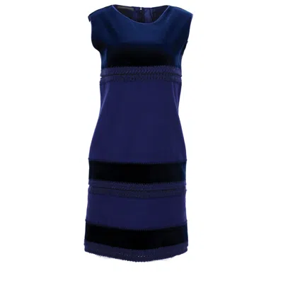 Alberta Ferretti Colorblock Sleeveless Sheath Dress In Blue Wool In Blue