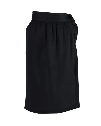 Escada Wrap Over Style Midi Skirt In Black Wool In Black