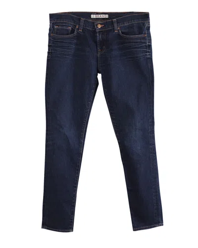 J Brand Mid Rise Skinny Cut Jeans In Blue Cotton Denim In Blue