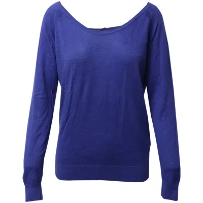 Sandro Open Back Sweater With Bows In Blue Cotton In Blue
