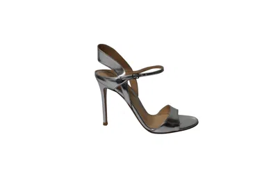 Gianvito Rossi Ankle Strap Sandals In Silver Leather In Silver